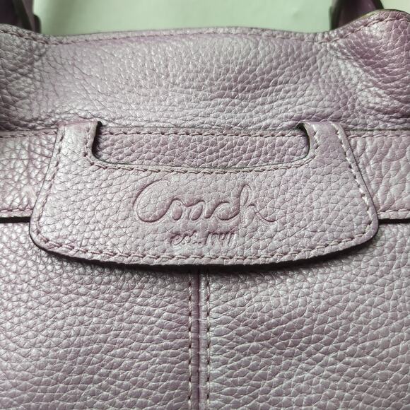Coach Penelope Purple Pebbled Leather Double Handles Satchel Shoulder Bag - Picture 4 of 16